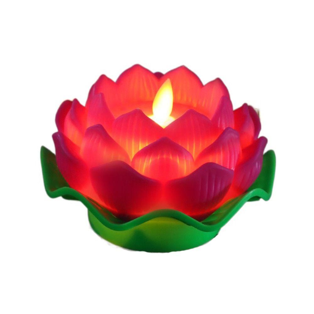 Creative LED Lotus Candles Flameless Desktop Lamp Romantic Night Light  Child Holiday Gift