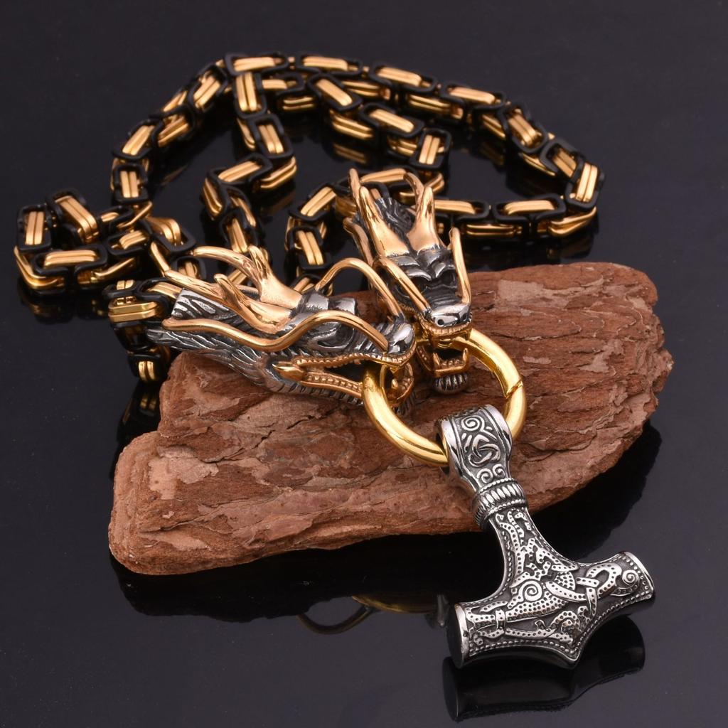 Men 'S Domineering Stainless Steel Faucet Necklace Viking Thor 'S Hammer Pendant Necklace