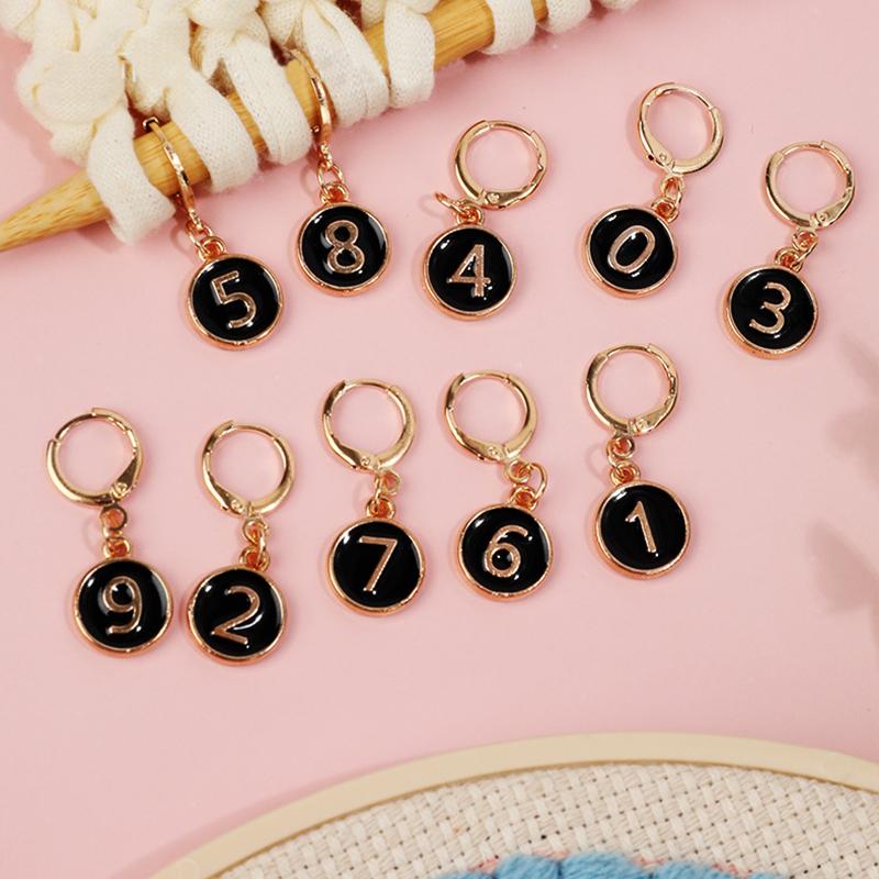 10PC/Set Alloy Enamel Numbered Knit Sewing Accessories Markers DIY Crafts With Removable Locking Clasp For Crochet and Knitting
