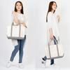 Ship and Rock Basic Tote Large Capacity Canvas Tote Bag with Made in Japan with Japanese Canvas (Gray) - Women's Zipper,