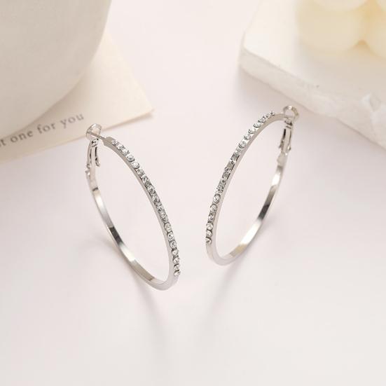 Large Rhinestone Hoop Earrings for Women Big Cubic Zirconia Thin Round Hoop Earrings Sparkly Hypoallergenic Jewelry Gift
