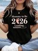Будущая мама 2026 Загрузка Текст Принт Женская Круглый Вырез Весна Лето Короткий Рукав Футболка, Подходит
