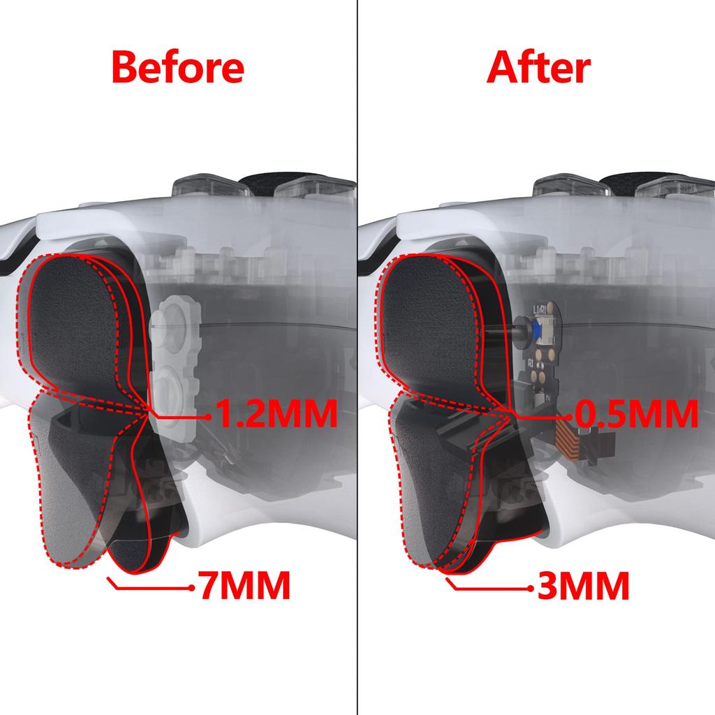 EXtremeRate Tactile Version Click Hair Trigger Kit для наплечной кнопки контроллера PS5 Пользовательская тактильная кнопка-бампер для мыши контроллера PS5