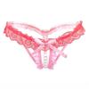 Pearl Massage Open Crotch Lace Thong - Tempting Hollow Transparent Stretch Underwear for Women 2167