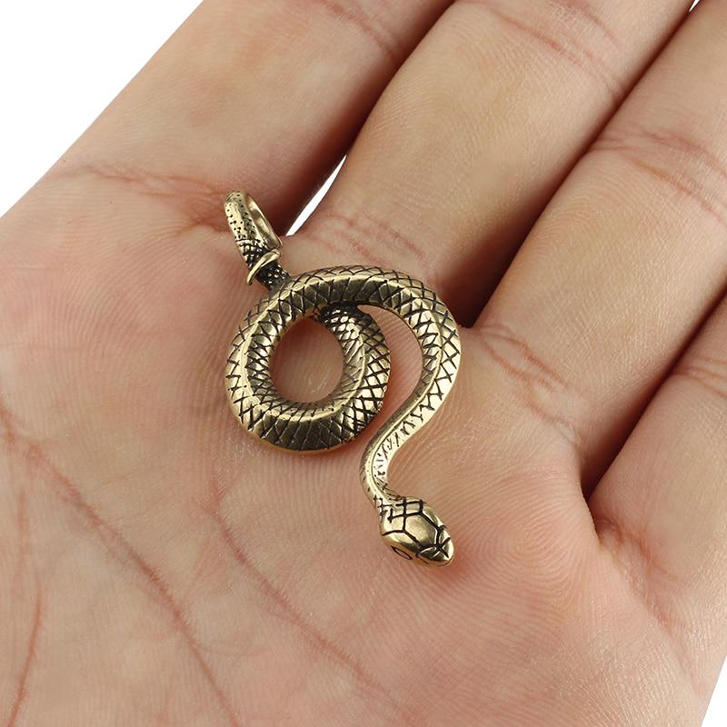 1Pc Vintage Brass Snake Key Ring Outdoor Small Tool Car Hanging