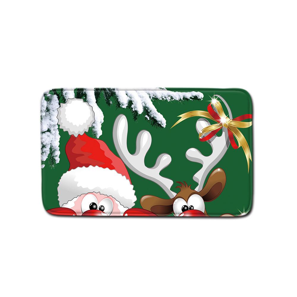 Christmas Shower Curtain Floor Mat Combination Four-Piece Set Bathroom Toilet Carpet Shower Room Mat Foot Mat