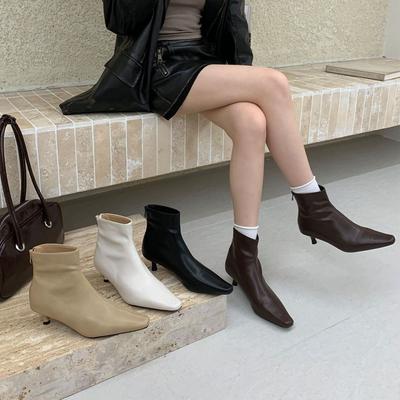 Мода Bailamos Зимний Новый Бренд Женские Ботильоны Мода Острый Носок Женские Элегантные Ботинки Челси Обувь Тонкий Низкий Каблук Туфли-Лодочки для Платья