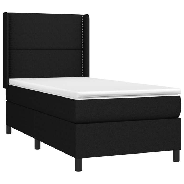 Maison Exclusive - Sommier à lattes de lit avec matelas Noir 90x190 cm Tissu