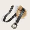 Retro Leather Fur Belt Rivet Y2K Waistband Fashion Punk Style Belt  Pants Accessories
