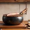 Yousheng Iron Wok Традиционный чугунный горшок ручной ковки, большая сковорода с антипригарным покрытием, бытовой вок с деревянной ручкой