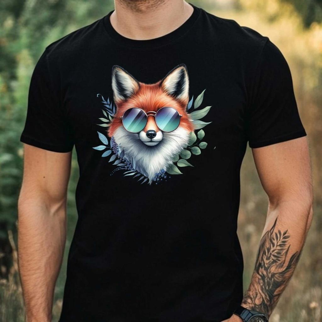 Mens Animal Sunglasses Print Cotton 100% Cotton T-shirt Mens Tees Top Size XS to 5XL-