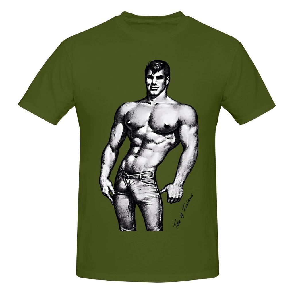 Vintage Tom Of Finland Sketch White Loose Tshirt Street Trendy Cool Rich Color Cotton Tee