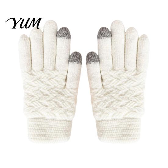 Warm Knitted Gloves for Cycling 1 Pair Winter Fleece Lined Women Men, Cold Double Layer Heat Storage Weather Thermal Gloves, Thickened Knit