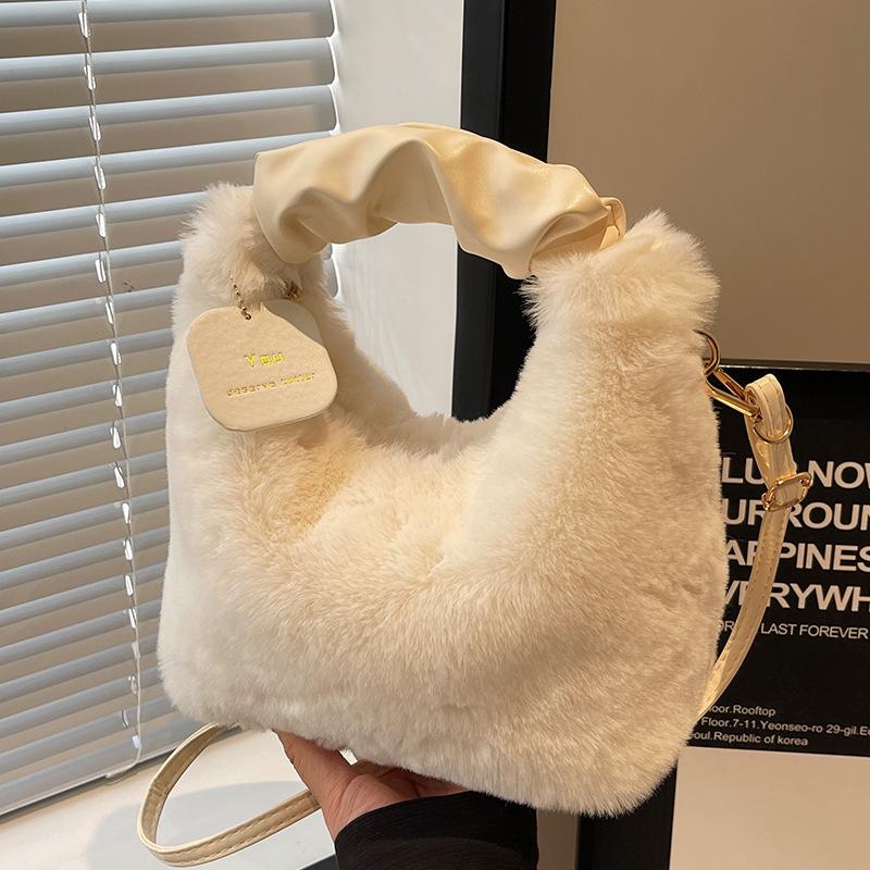 Высококачественная популярная плюшевая сумка Fairy, новый стиль, зимняя сумка, плиссированная женская сумка, сумка через плечо на одно плечо