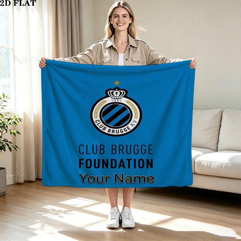 1PC Club Brugge KV Custom Name Patterned Flannel Blanket Suitable For All Seasons for Home Decor Warmth and Comfort Gifts Holiday Present