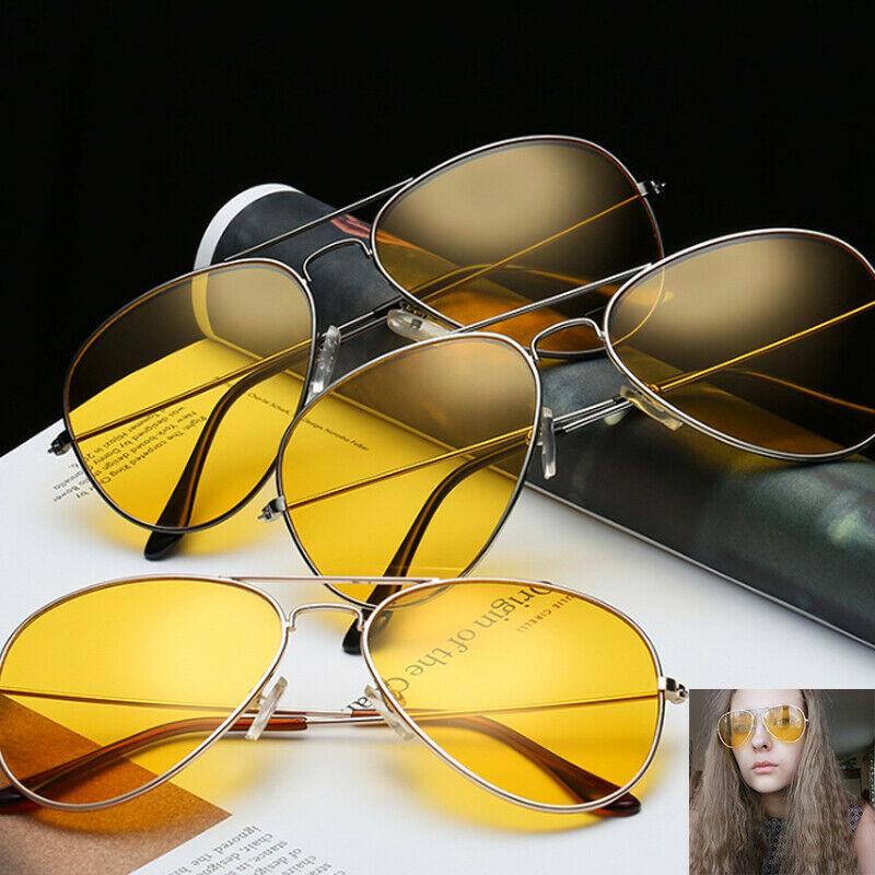 UV400 Мужские солнцезащитные очки для вождения, солнцезащитные очки ночного видения с желтыми линзами, авиаторы унисекс