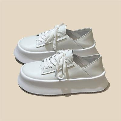 Весенние белые туфли на платформе с большой головой, женские кроссовки, увеличивающие рост, повседневные кроссовки, универсальные туфли на платформе с двумя вариантами ношения