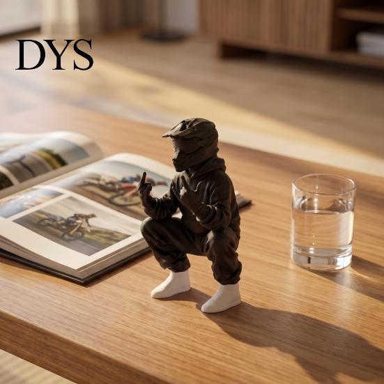 Детальная 3D-печатная фигурка крутого внедорожного байкера из ПЛА-пластика, Статуэтка сидящего на корточках гонщика, Модный настольный ornamental для офиса, дома, автомобиля