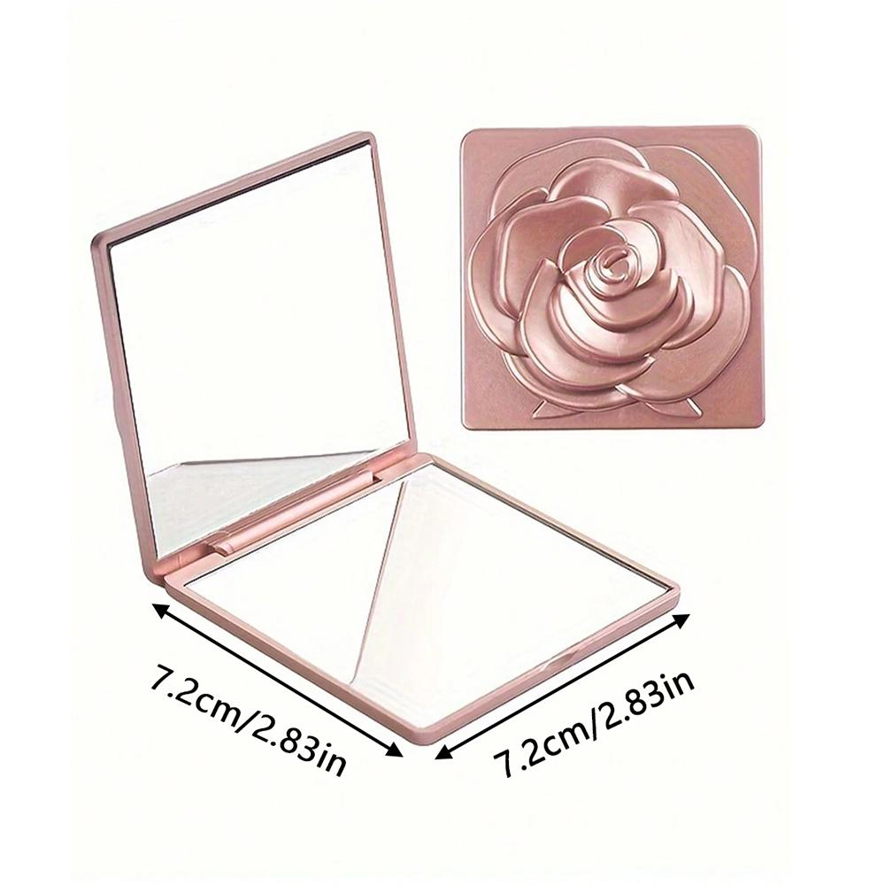 Rose Compact Mirror Square Travel Portable Makeup Mirror Double-Sided Cosmetic Mirror Gifts for Wedding Bridal Shower Party