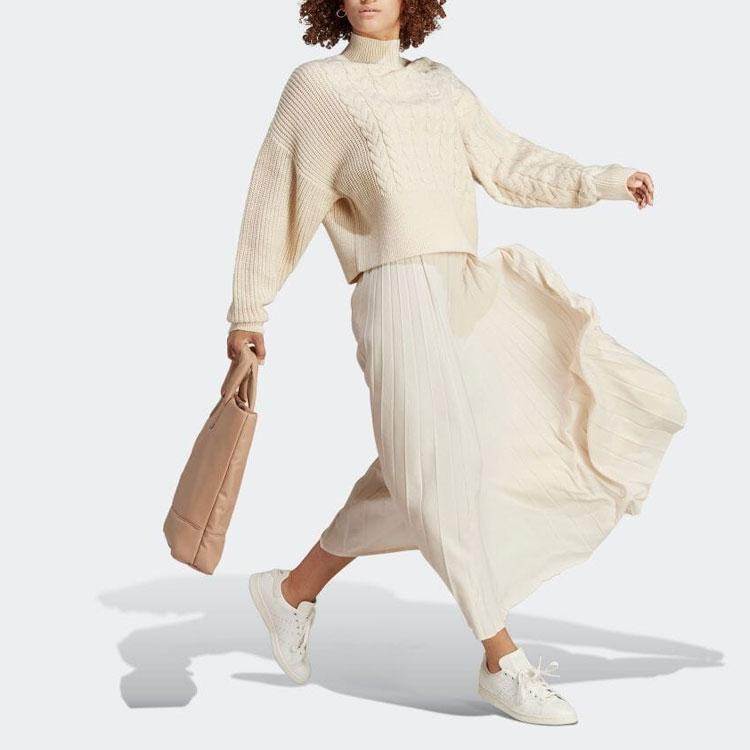 Adidas Оригинальный трилистник с однотонным логотипом, вязаный свитер с воротником и длинными рукавами, женские топы Off-White IC5221