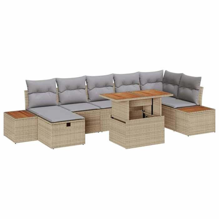 Maison Exclusive - Ensemble de canapé de jardin 8 pc Beige polyrotin