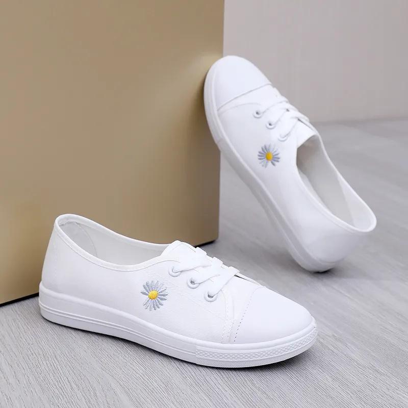 Sapatos femininas женские модные туфли с круглым носком черные парусиновые нескользящие туфли на плоской подошве для студенток школьниц белые классные цветочные туфли ba357