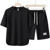 Casual Sportswear Men's Summer Short Sleeves T-shirt and Shorts 2-Piece Set Korean Trendy Street Style