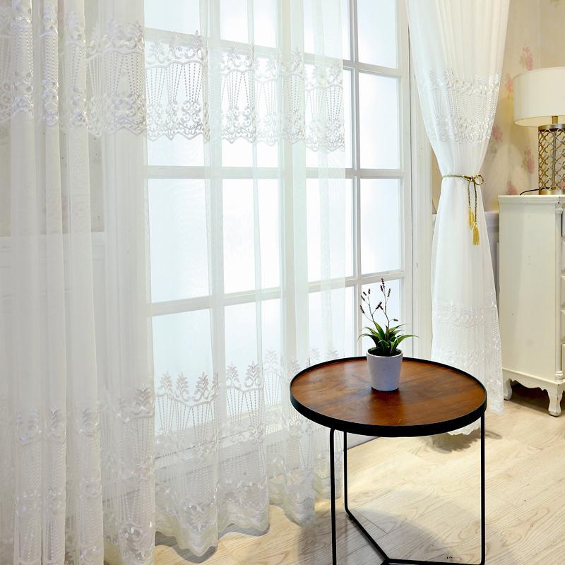 Прозрачные шторы с цветочной вышивкой - светофильтрующие полиэстеровые шторы в европейском стиле с карманом для штанги для декора спальни и гостиной