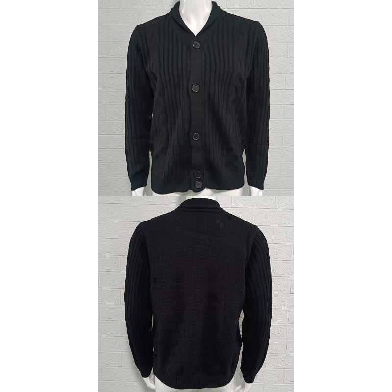 2025 Winter New Knitted Cardigan Men's Turn-down Collar Long Sleeve Twisted Sweater