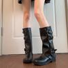 Britischer Stil Röhrenhosen Röhrenstiefel Damen Herbst Neu Dünn Dicksohlig Zwei Tragevarianten Abnehmbar Stapel-Ritterstiefel