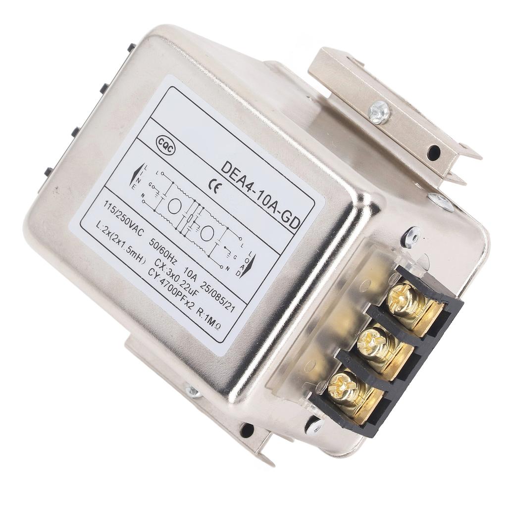 EMI-фильтр 10A Подавление помех Фильтрация шумов Установка на 35мм рейку Однофазный фильтр питания