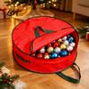 Moisture Proof Wreath Protector Round Garland Storage Bag with Reinforced Handles, Waterproof PE Fabric Zippered Holiday Decor Dustproof Organizer,