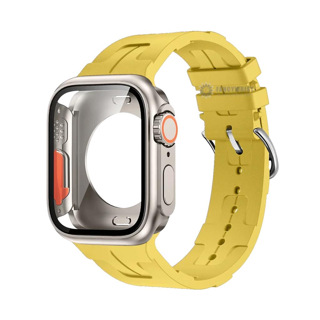 Оригинальный силиконовый ремешок и сменный ультра-кейс для Apple Watch 9 8 7 6 SE 5 4 Ремешок для iWatch Серии 44мм 45мм 42мм 41мм Браслет