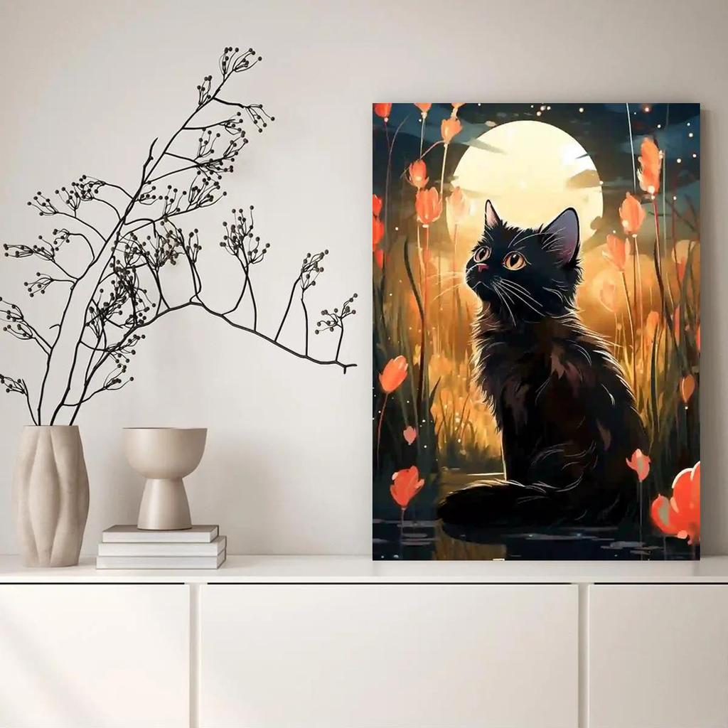 RUOPOTY Black Cat Diy Painting By Number Animals Acrylic Paint For Crafts Diy Gift Marker By Numbers Handpainted On Canvas 60x75cm