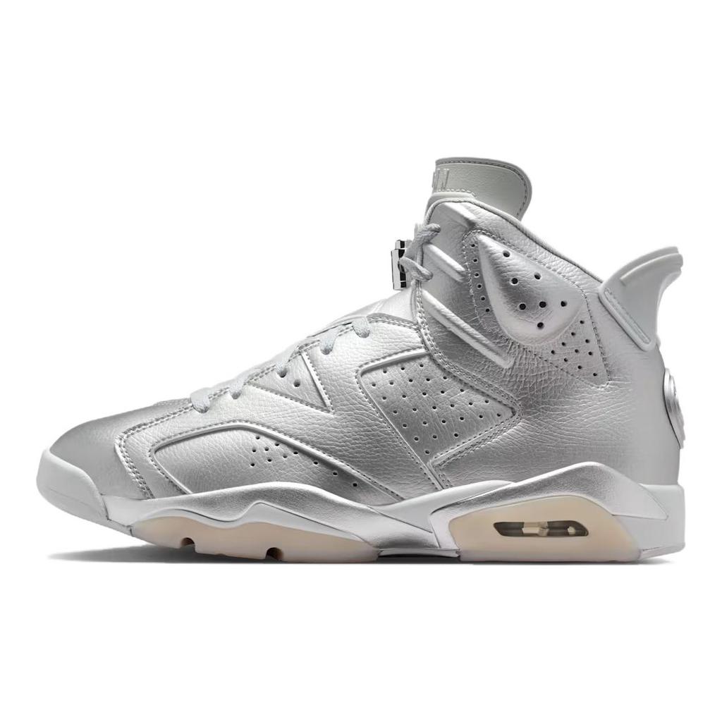 PSG x Jordan Air Jordan 6 Износостойкие Высокие Винтажные Баскетбольные Кроссовки Мужские Серебристые IQ5135-001