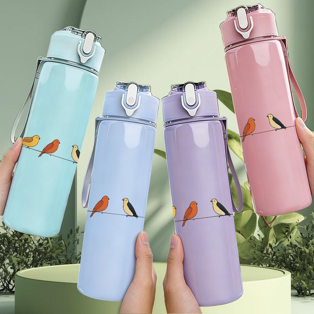 1PC Birds On Wire Silhouette Print 750ml Color Plastic Sports Water Bottle Leakproof Flip Straw Lid Suitable for Sports Office Home Use