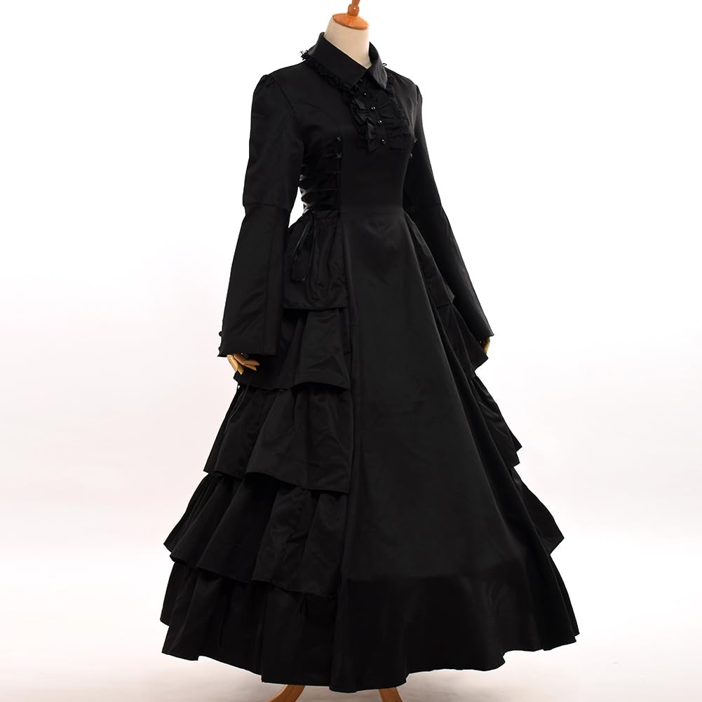 Gothic Lolita Medieval European Long Plus Stage Costume [FAD-4U] Dress, Black, Style, Sleeves, Size, Cosplay, Costume, Halloween, Photography,