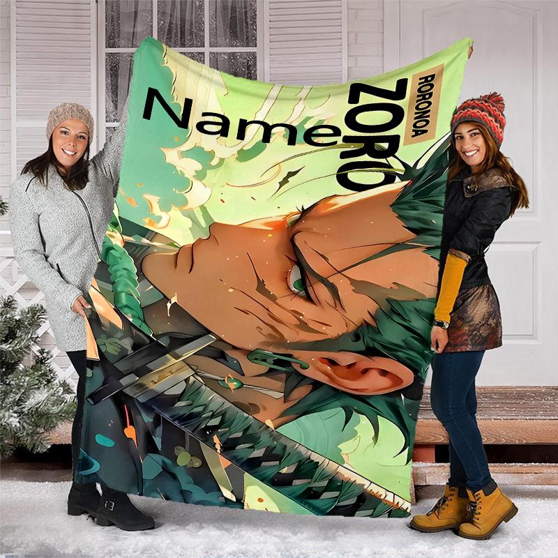 Personalized Custom Name Blanket - Zoro the Pirate King Print Design,Blanket for Sofa,Bed,Travel,Camping - Soft and Warm, Great Gift