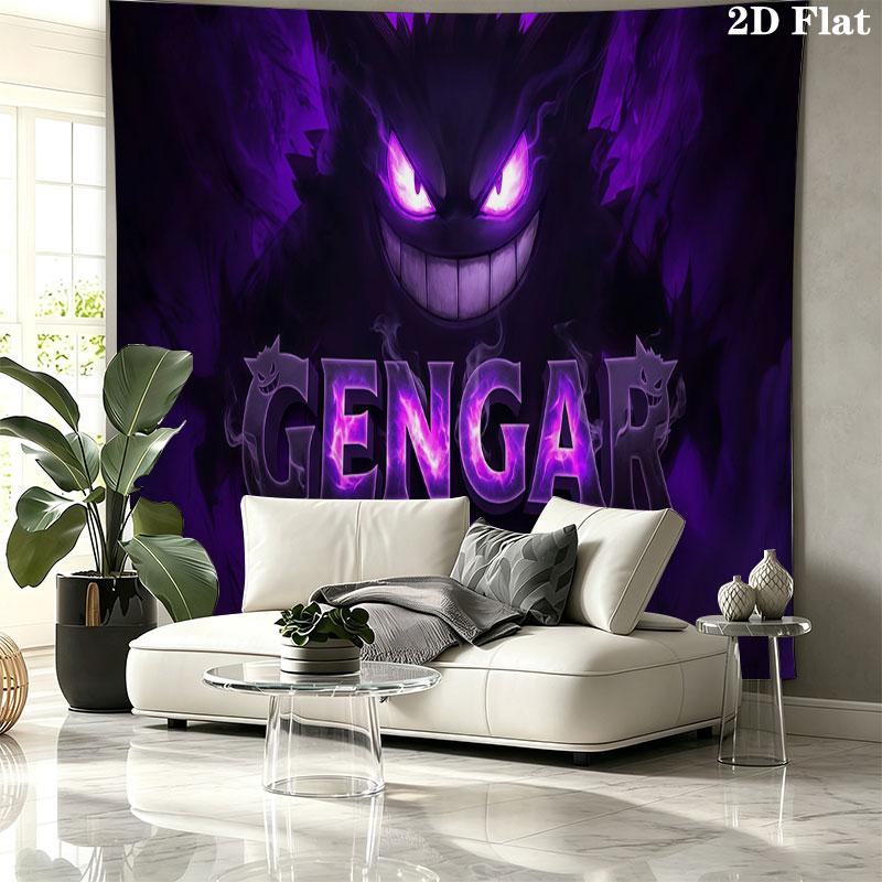 Custom Name,Gengar Wall tapestry, aesthetic printed fabric blanket, suitable for bedroom, living room, and home decor.