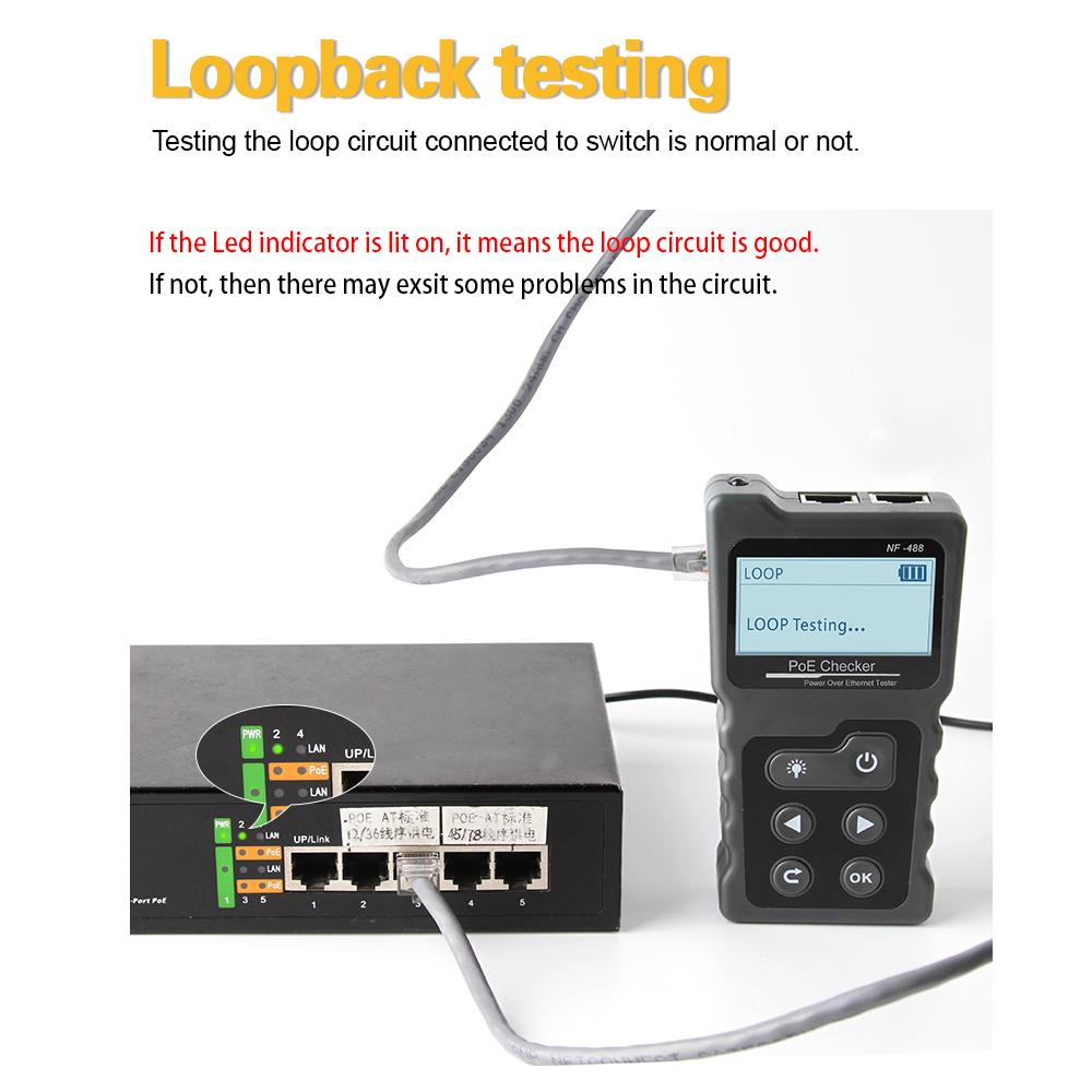 Multi-functional LCD Network Cable Tester PoE Checker Inline PoE Voltage and Current Tester with