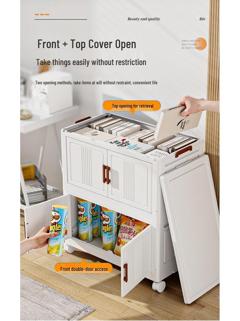 Movable Bedroom & Living Room Storage Cabinet: Folding Wardrobe & Plastic Organizer Shelving Unit