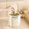 Mini Cream Flips Lid Trash Can Durable Plastic For Desk Organization In Dorm And Office With Space Saving