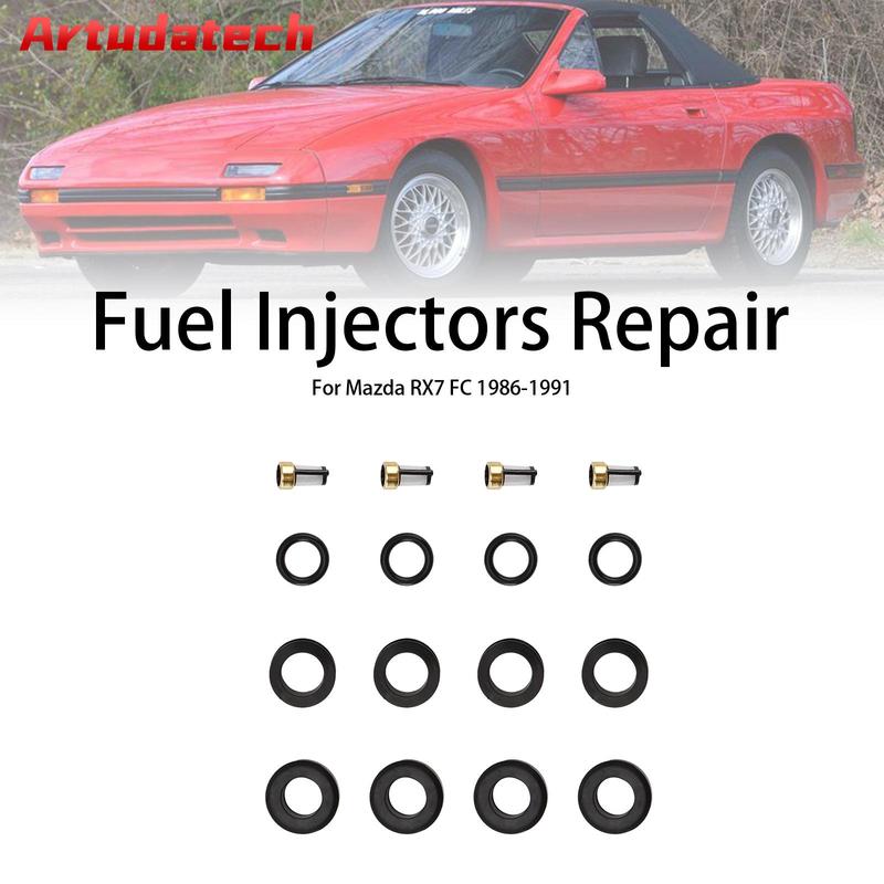 Artudatech 4PCS Fuel Injector O-Ring Filter Seal Fit Mazda RX-7 FC 13B Rotary 1986-1991 Car Accessories
