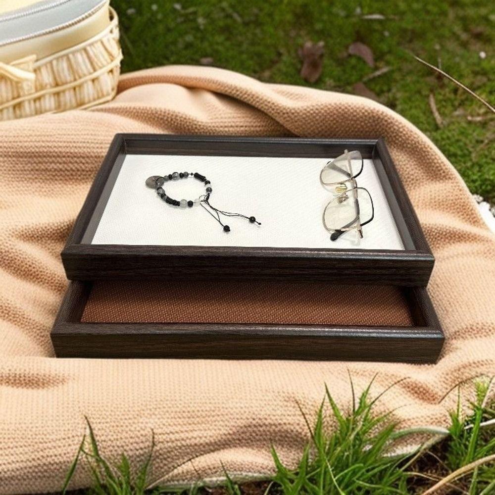Wooden Jewelry Display Trays Decorative Watch Jewelry Organizer Rectangular Storage Tray Vanity