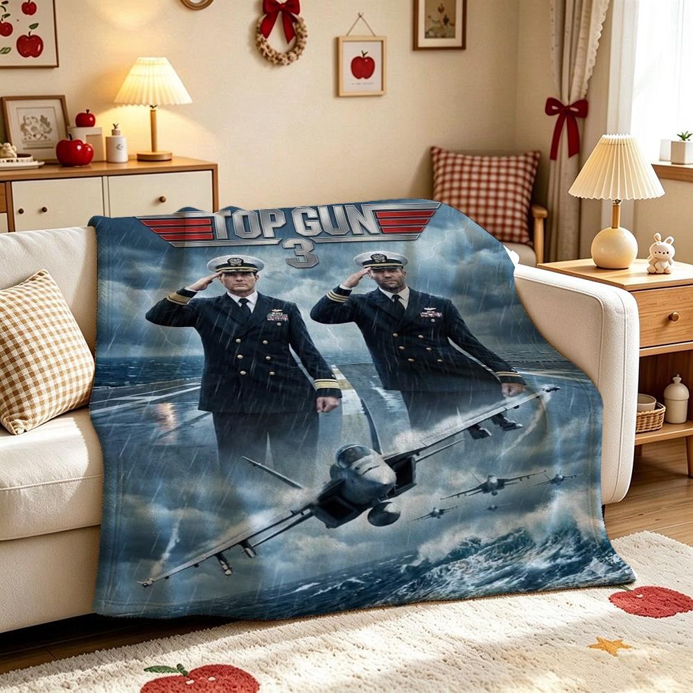 Top Gun Maverick Movie Poster Pattern Blanket Fluffy Plush Throw Blanket For Living Room Gaming Room Home Decor Holiday Gift