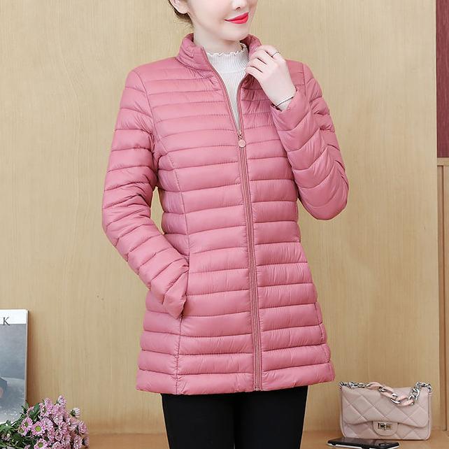 Women's Winter Thickened Waisted Standing Collar Plus Size Warm Jacket Loose Windproof Warm Top