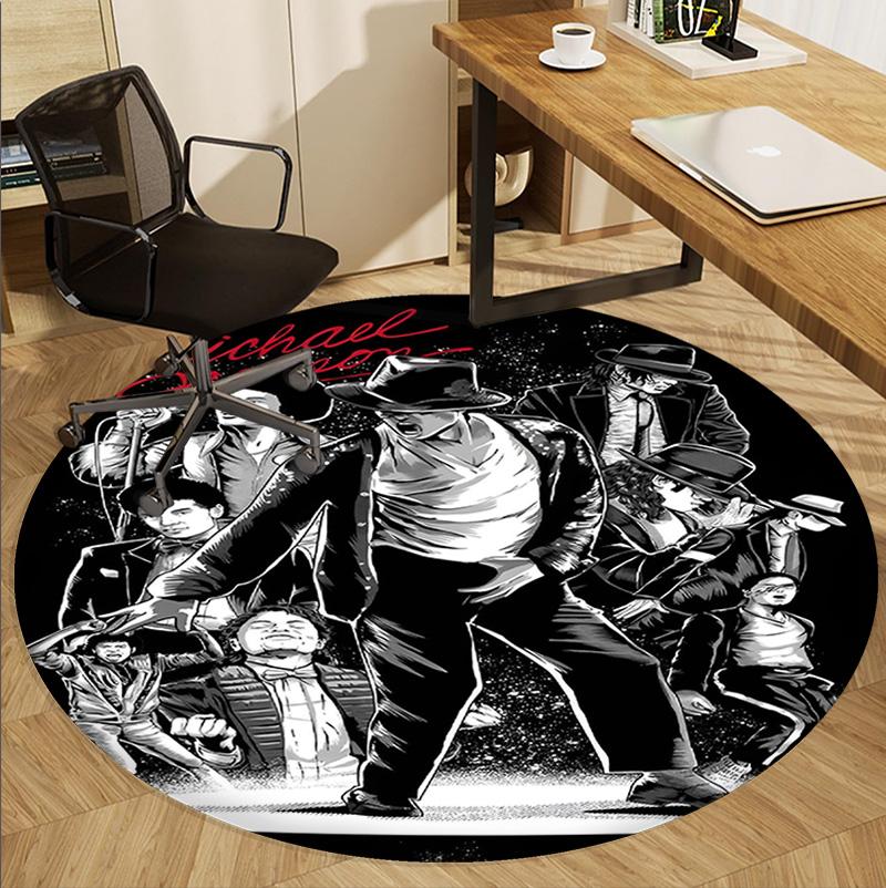 Michael Jackson Pattern Round Rug, Indoor/Outdoor Mat, for Picnic, Gameroom, Bedroom, Office, Living Room, Home Decor Carpet, Birthday Gift