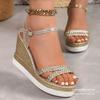 Roman Wedge Heel Polyurethane Sole Women's Shoes, New Fashion Trend In Spring 2025, Versatile Women's Shoes, Gold, Others