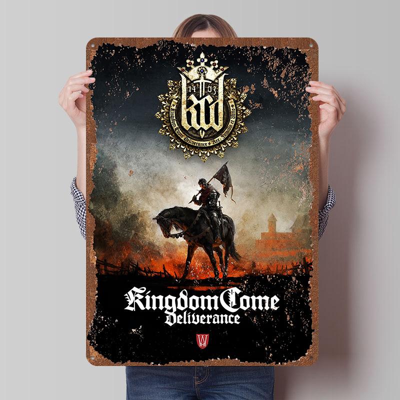 Kingdom Come Deliverance Жестяные Постеры Индивидуальные Настенные Арт-Объекты Ретро Винтажные Металлические Жестяные Вывески для Дома и Декора Игровые