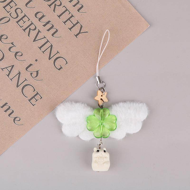 Зеленый счастливый четырехлистный клевер, летающий сурок, хомяк, брелок, счастливый клевер, телефонный шнурок, брелок, кулон, аксессуары, подарки